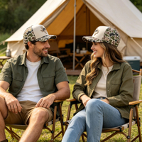 Gorras de Golf Impermeables con Camuflaje, Gorras de Béisbol de 5 Paneles de Secado Rápido de Alta Calidad con Logotipo de Parche de PVC Bordado en 3D Personalizado OEM para Hombre