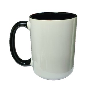 Taza de cerámica personalizada blanca con interior y asa negros para café, regalo empresarial, taza individual 1015 - Product Image 1
