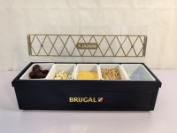 Boîte d'assaisonnement de barre de condiment en bois commerciale avec boîte de rangement de compartiment de distributeur d'assaisonnement de casserole de nourriture avec le couvercle transparent