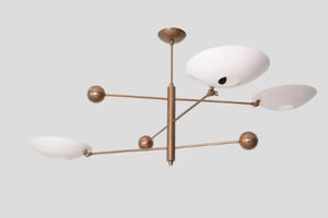 Lustre en laiton fait main de style moderne du milieu du siècle, luminaire suspendu à 3 lumières pour la décoration de la maison - Product Image 5