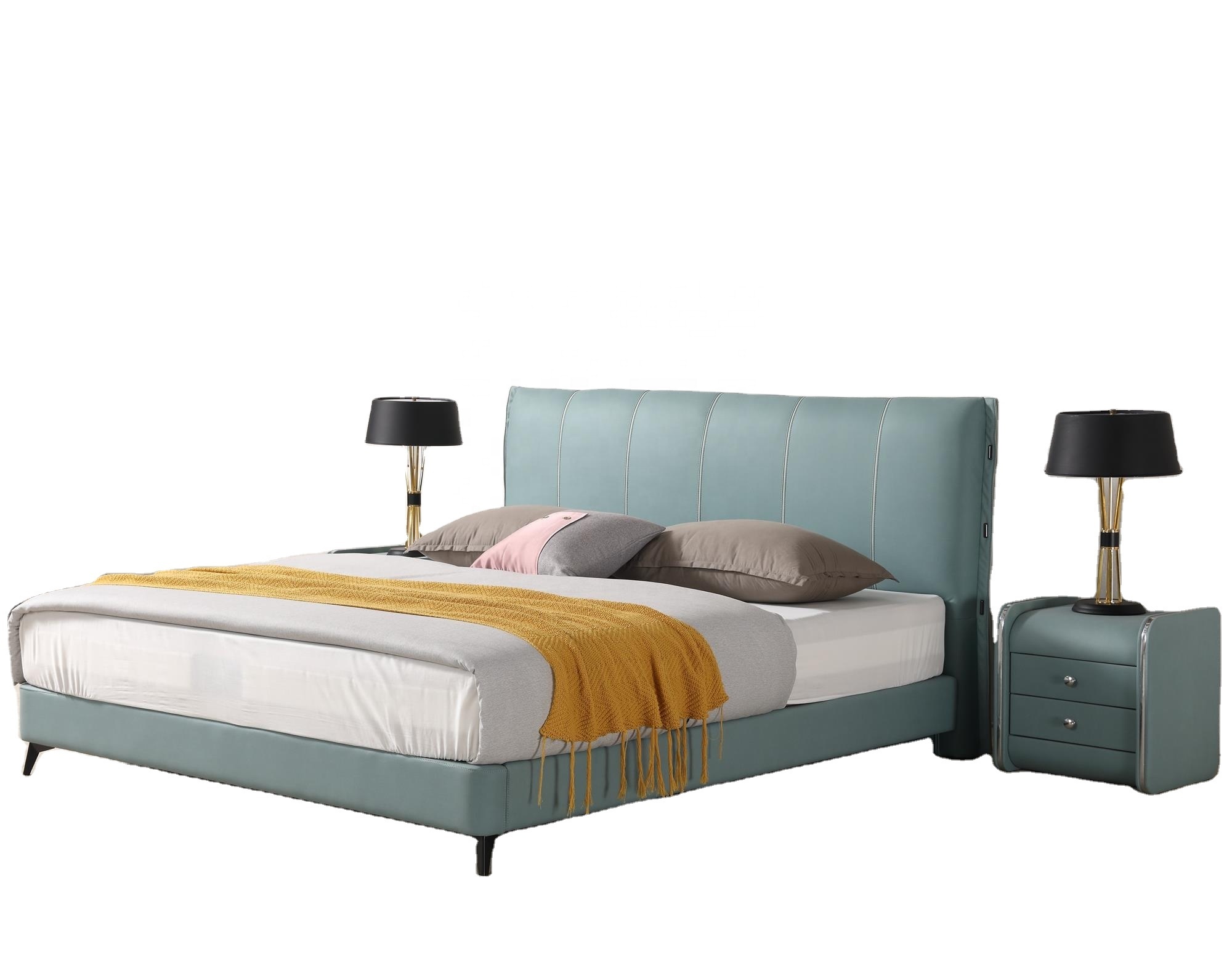 Hot sell modern bedroom furniture new design king size upholstery Fabric Bed