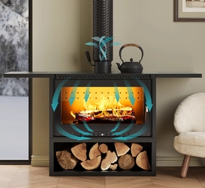 Poêle <span class=keywords><strong>à</strong></span> <span class=keywords><strong>bois</strong></span> autoportant moderne Chauffe-eau <span class=keywords><strong>à</strong></span> combustion longue <span class=keywords><strong>Cheminée</strong></span> fermée en fonte - Product Image 3