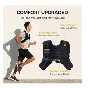 Gilet lesté pour l'entraînement, la marche, la course à pied, le jogging, avec option de coussinets en tissu EVA réglables et résistants, 20 oz - Product Image 5