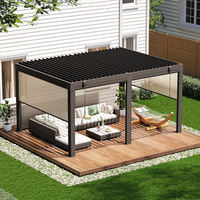 Pérgola Bioclimática Moderna de Aluminio con Techo Impermeable y Resistente a la Nieve, Motorizada, con Marco con Recubrimiento en Polvo, para Jardín