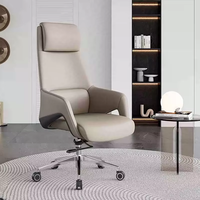 Chaise de bureau exécutive à dossier haut, moderne et luxueuse, en cuir marron, pivotante, réglable en hauteur, en acier inoxydable