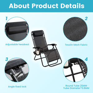 Ghế thư giãn xếp gọn ngoài trời hiện đại, câu cá, không trọng lực, dùng cho sân vườn, bãi biển, phòng ngủ - Product Image 4