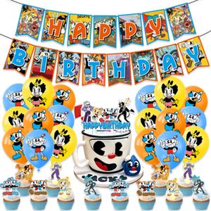 Décoration de fête sur le thème de <span class=keywords><strong>Cuphead</strong></span>, jeu de bataille, ballon, garçon, anniversaire d'enfant, bannière, décorations de cupcakes, fournitures de fête pour enfants X4151 - Product Image 1