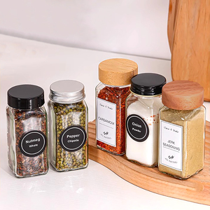 Hot Sale square Glass <strong>Spice</strong> <strong>Jars</strong> with Bamboo Lids Kitchen Storage Herb &amp; <strong>Spice</strong> <strong>Jar</strong> Wholesale Set - Product Image 2