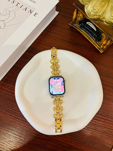 Bracelet de montre en acier inoxydable doré Upro Fashion, bracelet design pour Apple Watch Series 10 9 8 Ultra 38 42 44 45 mm - Product Image 6