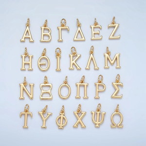 Breloque personnalisée en acier inoxydable plaqué or 18 carats avec <span class=keywords><strong>alphabet</strong></span> grec, breloques lettres de sororité en or et argent, accessoires - Product Image 1
