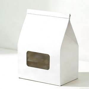 Bolsas de Papel Kraft Blancas Personalizadas con Ventana Transparente y Cierre Autoadhesivo para Aperitivos, Pan, Postres y Artículos Similares - Product Image 1