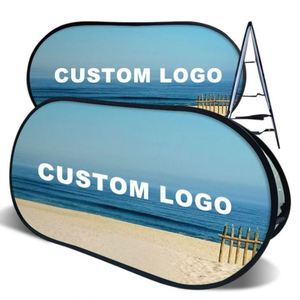 Customizable Oval Pop Frame <b>Banner</b> Eco-Friendly Digital Printed Scrolling Design Portable Foldable Frame for Indoor/Outdoor Use - Product Image 1