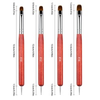 Nouveau stylo de nail art de luxe classique à double embout avec manche en bois et embout côtelé, ensemble de 4 pièces en boîte, pinceau en nylon pour le nail art en gel et le pointillage