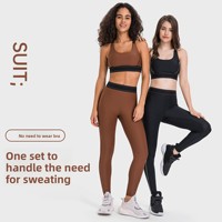 Pantalon de yoga taille haute respirant pour le fitness et le rehaussement des fessiers, ensemble de tenue color-block |   Shishi City Diqian Apparel Co Ltd