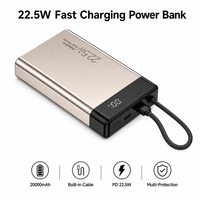Nouveau Chargeur Rapide 2026 en Alliage d'Aluminium 20000mAh 22.5W avec Écran LED et Câbles Intégrés Port Type-C