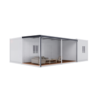 Villa préfabriquée de luxe en conteneur avec patio couvert à ossature métallique, unité d'habitation complète, OEM pour complexes hôteliers et glamping, direct usine