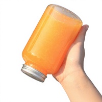 Bouteille jetable en plastique PET transparent imprimée UV pour thé au lait, 420ml/500ml/600ml, type bouteille ronde, pour emballage de nectar de saule