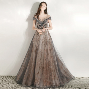 S3442R New Temperament Birthday Sequins Light Luxury Fashion Western Style Explosive Style Host Evening Dress - Product Image 3