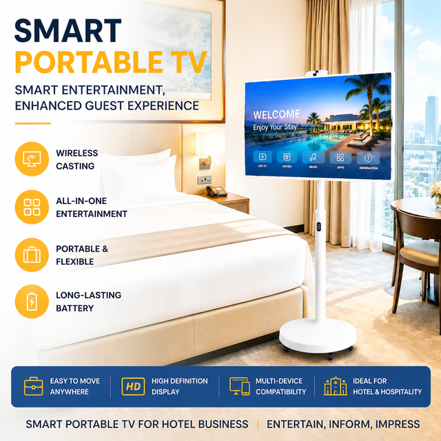 32 inch touch screen Portable TV Touch Screen Movable Display 1080P Smart TV for Household Hotel Resort Homestay Project
