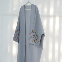 Nouvelles robes Abaya Eid 2025, designs brodés de fleurs, robes Abaya kimono pour femmes, vêtements islamiques modestes pour femmes musulmanes