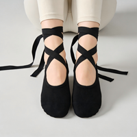 Chaussettes antidérapantes tricotées sur mesure pour femmes - Chaussettes de Pilates noires à cinq doigts avec sangle croisée pour jeunes