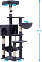 Arbre à chat de luxe moderne et écologique en bois de sisal naturel, avec griffoir et grand condo personnalisé en peluche noire pour animaux de compagnie - Vente en gros