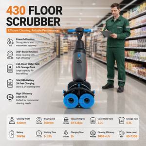Fregadora de Pisos con Ancho de Trabajo de 430 mm, Batería de Litio de 36 V, Potencia de Succión de 10 kPa, Presión de Cepillado de 6 kg, para Cuidado de Oficinas - Product Image 1