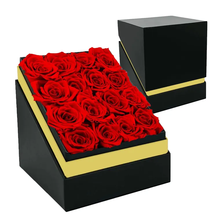 Eterno eterno infinità immortale conservato il milione di rose per sempre in scatola smussata quadrata bianca nera con logo del cliente