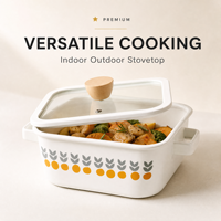Casserole carrée en émail avec couvercle en verre, qualité alimentaire, résistante au four, facile à nettoyer, logo personnalisé, ustensile de cuisine pour cuisinière, vente en gros