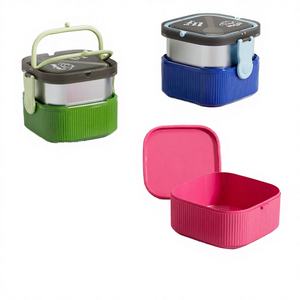 Lonchera Infantil de Doble Capa de Acero Inoxidable, Conserva el Calor, Apta para Microondas, 2 Compartimentos, Forma Cuadrada, Apilable, Diseño de Dibujos Animados - Product Image 2