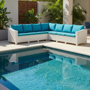 Juego de Sofás de Mimbre Sintético de Ratán Curvo para Jardín o Patio, Moderno, Duradero y de Lujo, con Cojines Extraíbles - Product Image 6