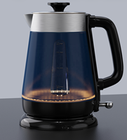 Bouilloire électrique sans fil en verre 1,7 L 1500-1800 W avec arrêt automatique et base rotative à 360° - Portable pour la maison et la cuisine