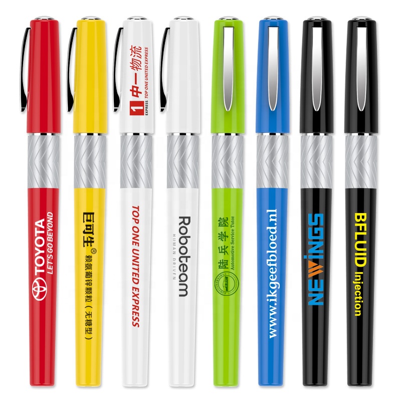 Custom Screen Print Logo Plastic Metal Easy 0.5 Writing Point Refill Gel Pens