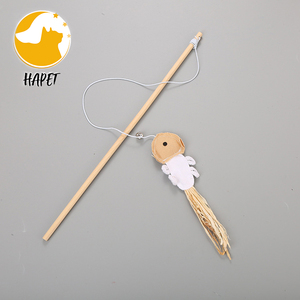 Pesca Polo gato juguete palo de madera con Terra Natural gato ratón cabeza de calabaza de chica de pescado - Product Image 2