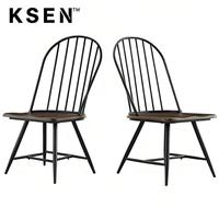 Table à manger ronde en bois avec chaise noire salée de luxe pour 4 pour restaurant hôtel ou salon TC0129