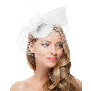 Wholesale Bridal <strong>Wedding</strong> Party Fascinators Hats With Veil and Feather Woman Tea Party Hats <strong>Wedding</strong> <strong>Top</strong> Caps Tiara for Bride - Product Image 4