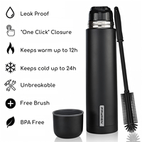 Bouteille d'eau personnalisée en forme de balle avec couvercle à bec verseur, bouton à un clic, en acier inoxydable, isotherme, anti-fuite, sans BPA