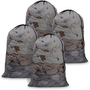 Grand sac à linge en filet pliable et réutilisable avec cordon de serrage pour machine à laver, idéal pour les voyages, l'hôtel et la maison - Product Image 2