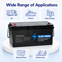 Batterie LiFePO4 12V 200Ah à semi-conducteurs 2,56 kWh, batterie lithium en parallèle avec 600Ah pour camping-car solaire, entrepôt Pologne