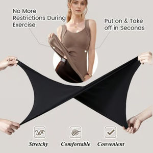 Débardeurs thermiques tricotés en Spandex/Nylon pour femme, col en V, respirants, avec coussinets de <span class=keywords><strong>soutien</strong></span>-<span class=keywords><strong>gorge</strong></span> intégrés, style décontracté, collection Automne Hiver - Product Image 3