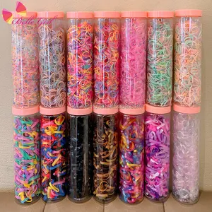 BELLEWORLD factory cheap price multi candy color synthetic hair rope for baby kids 1000pcs/450pcs black hair TPU rubber bands