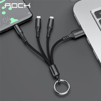 Kabel Mikro USB Tipe C Ponsel Android Portabel, Gantungan Kunci Sinkronisasi Data 3 Dalam 1