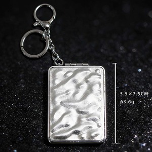 Stainless Steel Wave Pattern Reflective <strong>Mirror</strong> Keychain Personalized Art <strong>Deco</strong> Design for Women's Fashion Mobile Phone Bag - Product Image 6