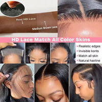 Pelucas de Cabello Humano Liso Extremo HD Transparente 13x6 Pre-Plucked Lace Frontal Wig 13x4 Sin Pegamento para Mujeres Negras