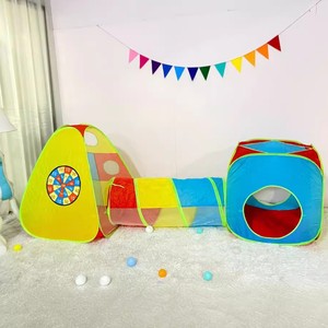 Tente de jeu pour bébé avec tunnel et piscine à balles pour jeux d'intérieur et d'extérieur, ensemble de 3 pièces, équipement de jeu doux et coloré - Product Image 4