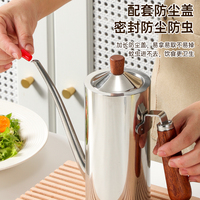 Verseur d'huile d'olive en acier inoxydable 304, distributeur à poignée en bois avec couvercle pour la cuisson, les salades, le barbecue et la restauration (vente en gros)