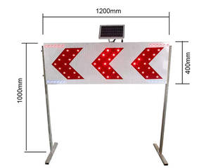 Alüminyum Alaşımlı Güneş Enerjili İnşaat LED Işıklı Sinyal İşareti, Senkronize Dört Oklu - Product Image 2