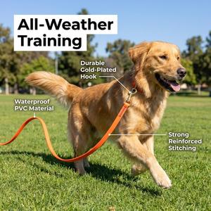 OEM Custom Long PVC Dog Leash, Waterproof Durable PVC Coated Webbing, Solid Pattern <strong>Training</strong> <strong>Lead</strong> for Medium and Large Dogs - Product Image 2