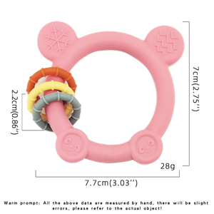Jouet de dentition pour bébé en silicone sans BPA personnalisé, forme de dessin animé, coffret cadeau - 6 couleurs, âges 0-24 mois, sûr, doux, à mâcher, sensoriel, unisexe - Product Image 2