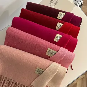 New Arrival Solid Color Double-sided Winter Warm Scarf Women Long Viscose Pashmina Shawl Wrap For Women